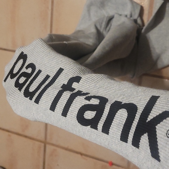 NWOT Paul Frank Large hoodie with Julius Monkey Santa ribbed grey - Picture 3 of 4